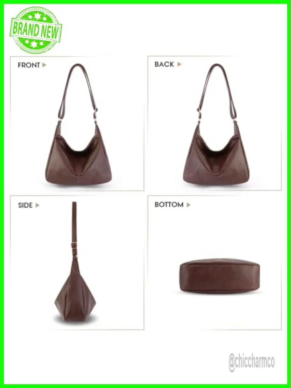 Foldable PU Leather Slouchy Hobo Bag Crossbody Shoulder Purse